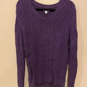 Croft&Barrow Size XL cableknit v-neck long sleeve purple sweater